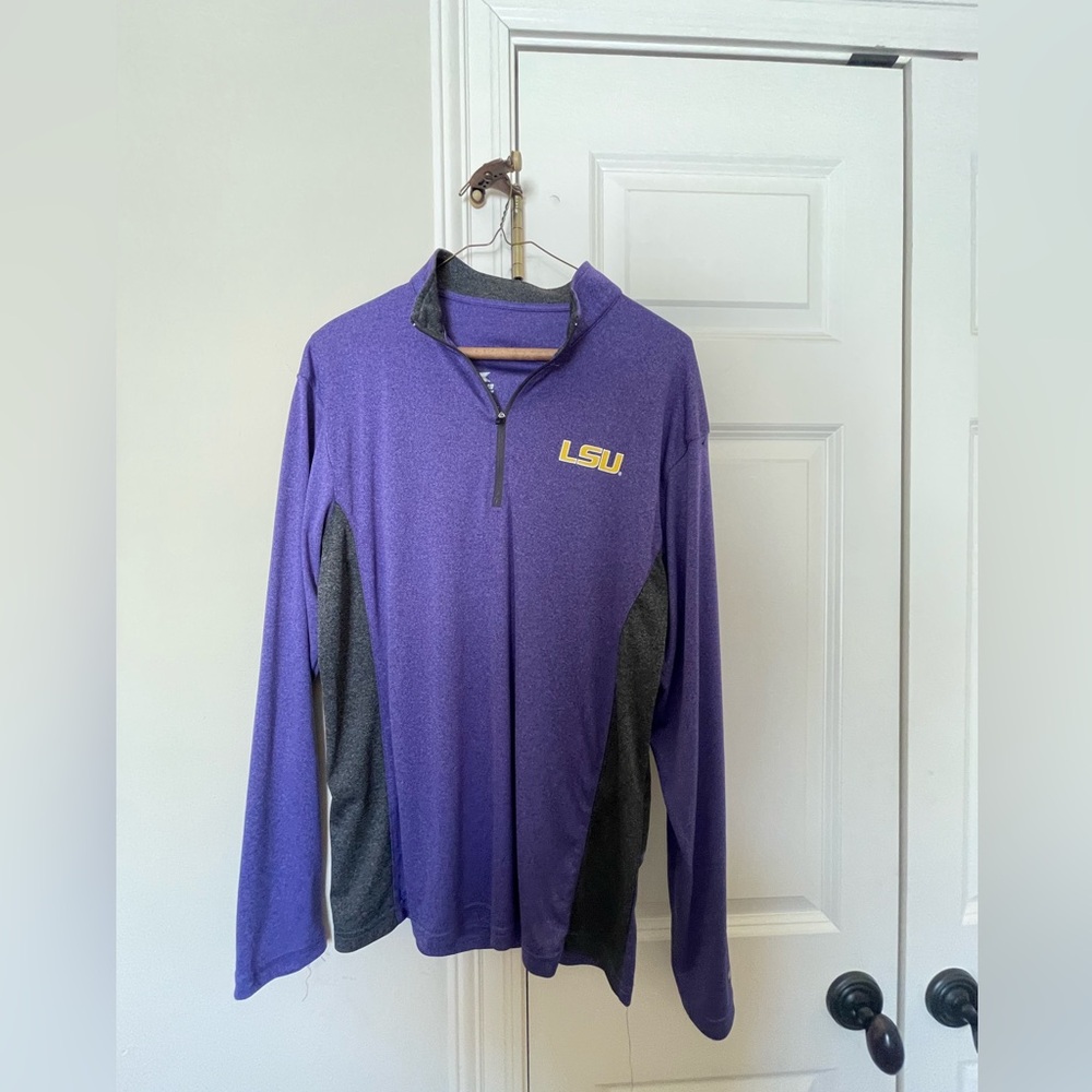 Colosseum Men's LSU Tigers Long Sleeve Cover  Purple 1/4 Zip Med